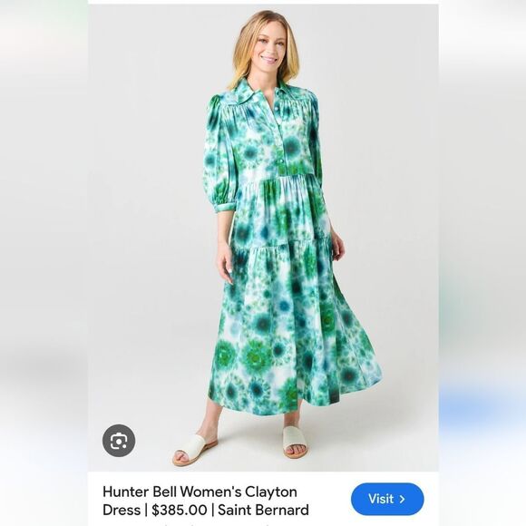 HUNTER BELL Blue Long Sleeve Puff Sundress - Picture 3 of 9